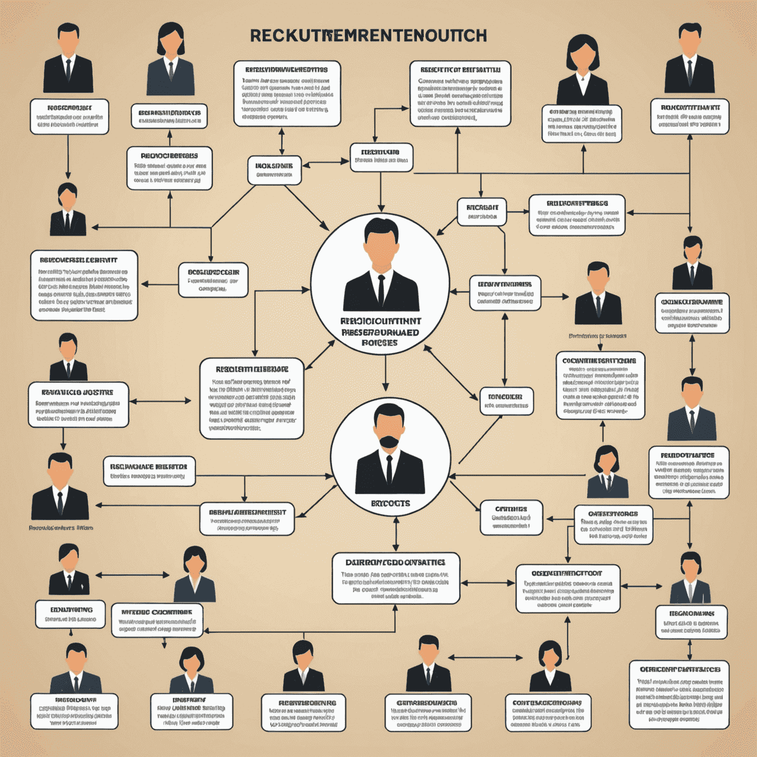 A flowchart showing the streamlined recruitment process, illustrating the concept of Recruitment Process Outsourcing